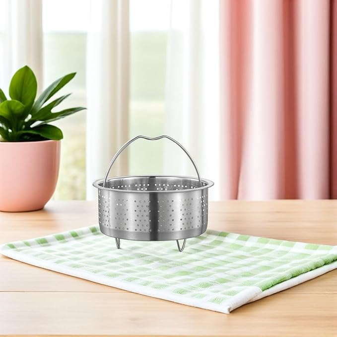 UPKOCH Mesh Strainer Steamer Basket Stainless Steel Vegetable Steamer Basket Steam Cooking Insert for Dumpling Steaming Basket with Handle for Veggie Fish Seafood Cooking, 20cm