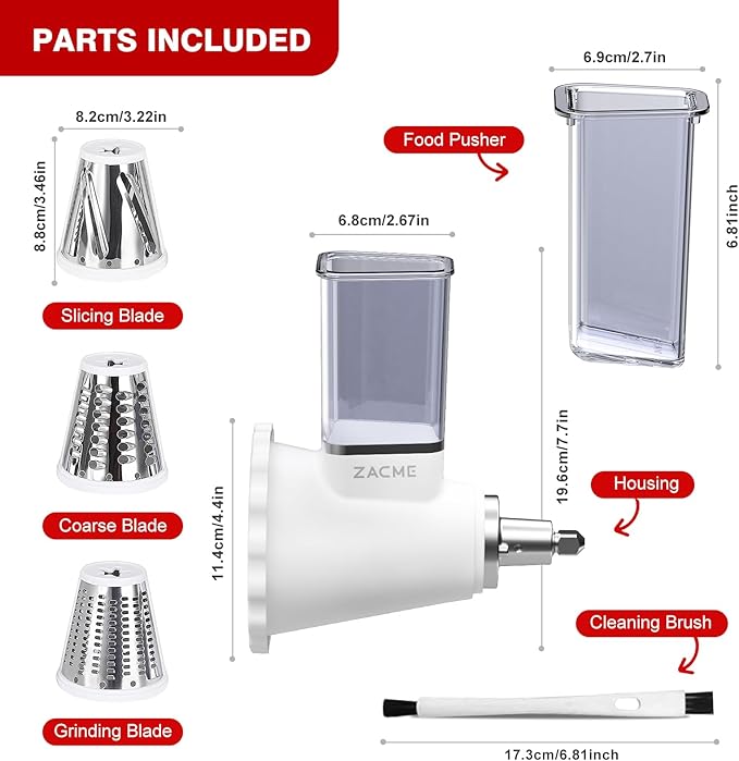 Updated Shredder Cheese Grater Attachment for KitchenAid Stand Mixers, Salad Machine with Vegetable Slicer, Salad Maker, Food Slicers Slicer Shredder Attachment with 3 Blades Dishwasher Safe