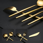 40 Pieces Matte Gold Silverware Set, Stainless Steel Gold Flatware Set for 8, Satin Finish Spoons and Forks Silverware Set, Gold Cutlery Utensils Set, Dishwasher Safe