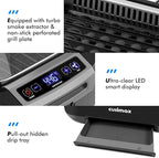 CUSIMAX Smokeless Indoor Grill, 1500W Electric Grill Korean BBQ Grill with LED Smart Display & Tempered Glass Lid, Non-stick Removable Grill Plate, Turbo Smoke Extractor, Black New Model