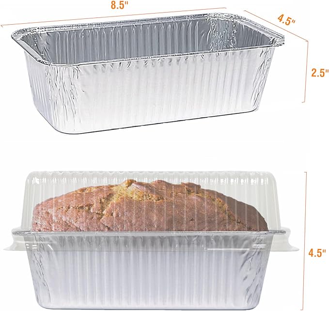 Disposable Loaf Pans With Lids Bakeware Set, 2lb, 30 Pack, 8.5x4.5 Heavy Duty Aluminum Foil Bread pan, Perfect for Bakery & Homemade Bread