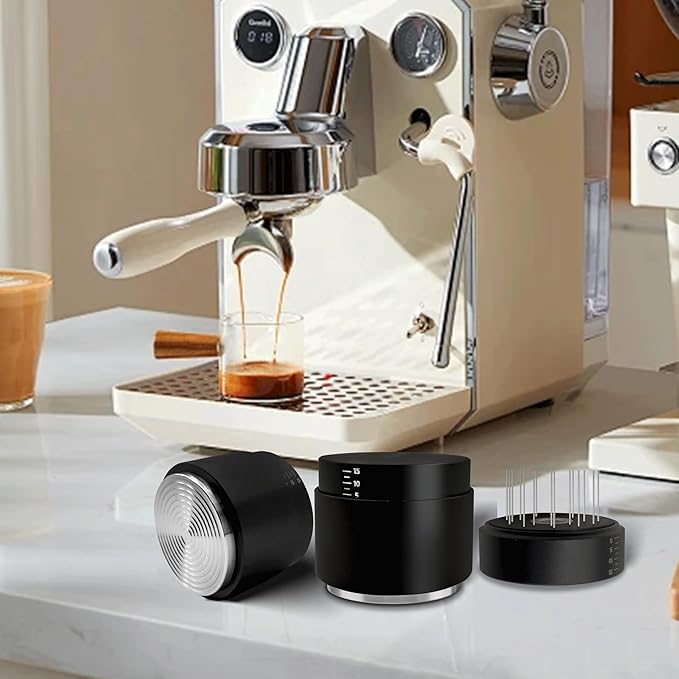 58mm Espresso Accessories Kit, 3-in-1 Coffee Distributor and Tamper, WDT Tool Espresso Distribution Tool Set Fits Espresso Coffee Machines and 58 mm Portafilters Accessories (58mm)