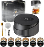 Electric Whiskey Smoker Kit with 6 Flavors Wood Chips, Built-In Lighter Ignites, No Butane Required, Rechargeable Cocktail Drink Smoker Kit, Birthday Bourbon Gifts, Father's Day Gifts for Men-Black