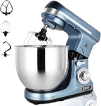 Professional Stand Mixer, 6-Qt with Timer, MK37 500W 6-Speed Tilt-Head Food Electric Mixer Kitchen Machine,Plastic (Silver Blue)