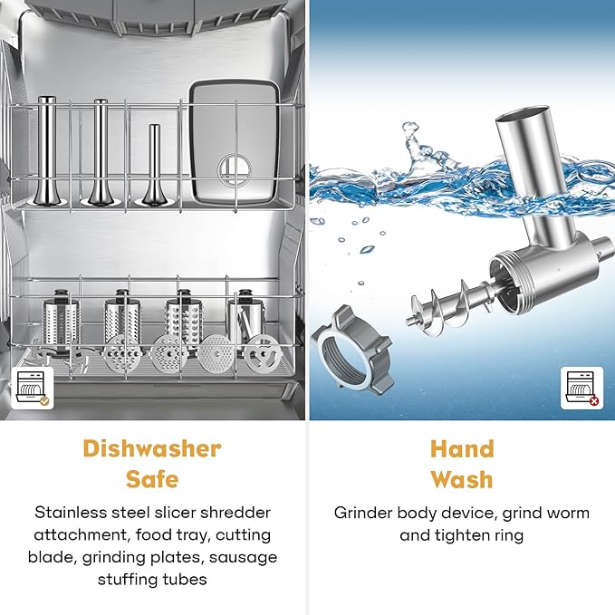 Meat Grinder & Stainless Steel Slicer Shredder Attachment for KitchenAid Stand Mixer, Meat Grinder Attachment with Sausage Stuffing Set and Cheese Grater, For Kitchenaid Mixer Attachments