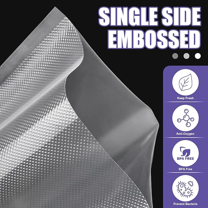 CAREGY Food Vacuum Sealer Rolls Bags 8 Pack 4 Rolls 8'' x 20' and 4 Rolls 11''x 20' Commercial Grade BPA Free Bag Rolls Embossed Food Saver Bags for Meal Prep,Sous Vide Cooking and Food Storage