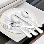 Silverware Set, 40 Piece Stainless Steel Cutlery Sets for 8, Heavy Duty Flatware, Mirror Polished Forks Spoons and Knives Set, Reusable Utensils for Home Kitchen, Dishwasher Safe