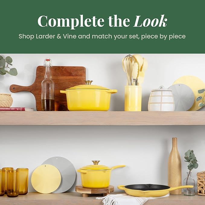 Larder & Vine 8-Piece Bakeware Set | Non-Stick Baking Set with Ceramic Finish | PFAS, PFOA, PTFE, and BPA Free Baking Essentials | Baking Sheets, Muffin Tins and Assorted Baking Pans | Limoncello