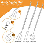 Patelai 4 Pieces Candy Dipping Chocolate Tools Set 3-prong Dipping Fork, Fondue Fork, Spear, Slotted Spoon for Handmade Chocolates, Pralines and Truffles