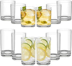 Plastic Cups Reusable Plastic Drinking Glasses Set of 12 - Unbreakable Plastic Tumblers - Acrylic Glasses Drinkware - BPA-Free Dishwasher-Safe - Highball Lowball Mixed Set - 6 Each 12 OZ/17 OZ