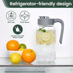 Mason Jar Pitcher - Airtight & Leakproof Glass Pitcher with Lid[set of 2], Perfect for Breastmilk, Cold Brew, and Sun Tea, 2 Quart (64 oz) Mason Jar with Pour Spout Lid