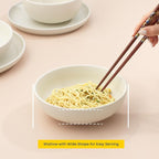 JoyJolt Mesa 30oz Stoneware Pasta Bowls Set of 4, Salad and Serving Bowl for Kitchen, Oatmeal, Soup, Dinner - Matte Linen White, Dishwasher and Microwave Safe, Wide and Shallow Plate