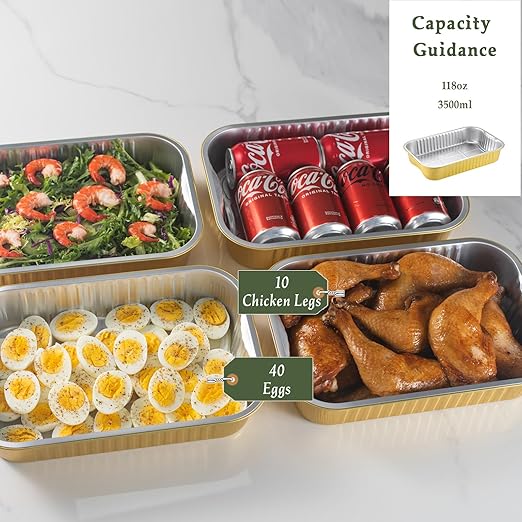 13"x 8.9" Sturdy Aluminum Foil Pans with Lids and Handle (5 Pack), 2X Thicker Heavy Duty, Dishwasher, Reusable Microwavable for Cooking, Baking, Reheating, Freezer, Oven, Recyclable, 118oz