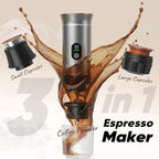 Portable 3-in-1 Espresso Coffee Maker, Self-Heating & Rechargeable with Smart Display — Works with Ground Coffee, Small & Large Capsules; Travel & Camping Mini Machine, 20-Bar Extraction, 60 ml Cup