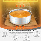 Leonyo 8 Inch Cake Pan, Stainless Steel Circle Baking Pans Set, 2 Pieces Round Layer Cake Tin for Wedding Birthday, Even Heating, Non Toxic & Healthy, Heavy-Duty, Dishwasher Safe