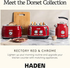 Haden Dorset 1.7 Liter Stainless Steel Electric Kettle, Hot Water Kettle with 360-Degree Base and Auto Shutoff, Rectory Red