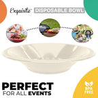 Party Solids 12 Oz Ivory Plastic Bowls Disposable Bowls for Hot Food Soup 50 Pcs - For Soup, Salad, Cereal, Desserts & Party Supplies