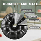 Bundt Cake Pan, 10-Inch Nonstick Round Fluted Tube Cake Baking Pan, Buntz Pound Cake Mold,Tube Bakeware,Baking Mold for Jello/Gelatin/Chocoflan/Flan, Non Toxic, Easy Clean - Black