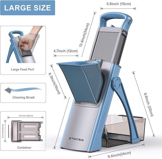 [All in 1] Upgraded Version Mandoline Slicer for Kitchen & Adjustable Mandoline Slicer. Veggie Chopper, Vegetable Cutter, Detachable Blade, Slice, Strips, Dice, Shred and Chop