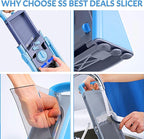 Upgrade Safe Mandoline Slicer for Kitchen, 5 in 1 Vegetable Chopper, Mandolin Potato Slicer with Thickness Adjuster, French Fry Cutter, Veggie Dicer Faster Kitchen Slicer for Meal Prep Blue