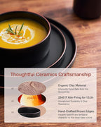 Famiware Nebula Ridge Stoneware Dinnerware Sets, Plates and Bowls Sets for 4, 12 Pieces Dishes Set, Microwave and Dishwasher Safe Kitchen Plates, Matte Black