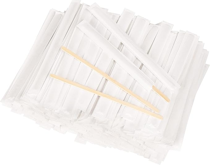 7.5 Inch 500 Pcs Individually Wrapped Coffee Stirrers, Paper Wrapped Coffee Stir Sticks, Wrapped Stir Sticks, Tea and Hot Chocolate Gifts