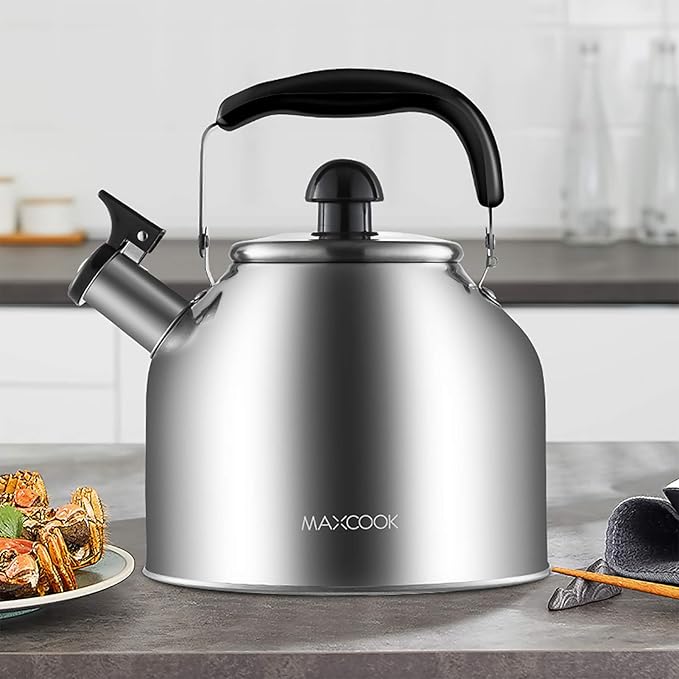 4.2 Quart/4L Stainless Steel Whistling Tea Kettle,Brushed Satin, Suitable to Boiling Water & Tea on Induction Stove, Gas Stove Top