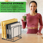 5-Tier Dish Rack & Cutting Board Organizer – 5-Tier Metal Rack for Cutting Boards, Bakeware, Trays – Space-Saving Kitchen Storage, Rust-Resistant Dish Organizer for Cabinets, Countertops & Pantry