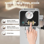 20 Bar Espresso Machine, Semi-Automatic Espresso Maker with Pressure Gauge & Touch Screen, Single Shot Professional Coffee Maker for Home Use, Compact Design with Milk Frother