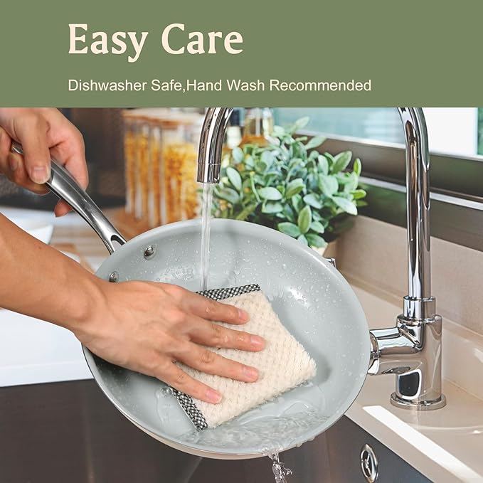 Nonstick Frying Pans Ceramic Skillet: 9.5Inches Non Stick small Egg Fry Pan - PFOA PTFE PFAS Free - Induction,Gas,Electric Compatible