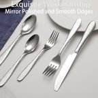 Hammered Silverware Set, 20 Piece Stainless Steel Heavy Duty Flatware Set for 4, Food-Grade Tableware Cutlery Set for Home Restaurant, Mirror Polished, Dishwasher Safe