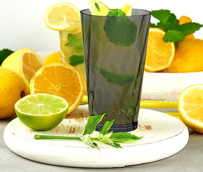 Unbreakable Plastic Drinking Glasses, Set of 6, Shatterproof Drinking Cups, Plastic glass cup,20 oz plastic Tumbler Cups,Dishwasher Safe (Grey)