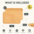 Bamboo Cutting Board Natural Non Toxic Chopping Wood Cutting Board With Juice Grooves Knife-Friendly Finish For Versatile Kitchen Use Ideal Charcuterie & Chopping Large Multi-Use New Home Must Haves