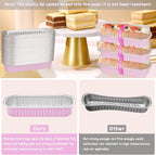 200 Pack Mini Loaf Pans Mini Cake Pans with Lids and Spoons Sealing Sticker, 6.8oz Rectangle Aluminum Foil Baking Pans Disposable Loaf Cake Pan for Baking (Pink)