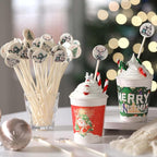 Meanplan 60pcs Christmas Swizzle Sticks Christmas Cocktail Stirrers Plastic Stir Sticks Xmas Santa Claus Snowman Decorations for Birthday Party Coffee Shop Supplies Favors Gifts(Reindeer)
