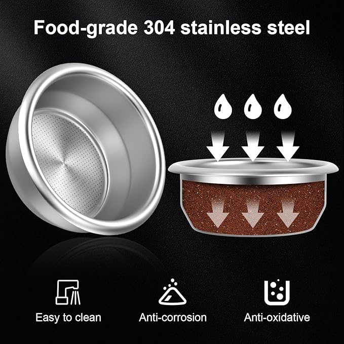 58mm Portafilter Basket Two Cup-Single Wall Filter Basket Stainless Steel Coffee Portafilter Basket Espresso Filter Basket (58mm)