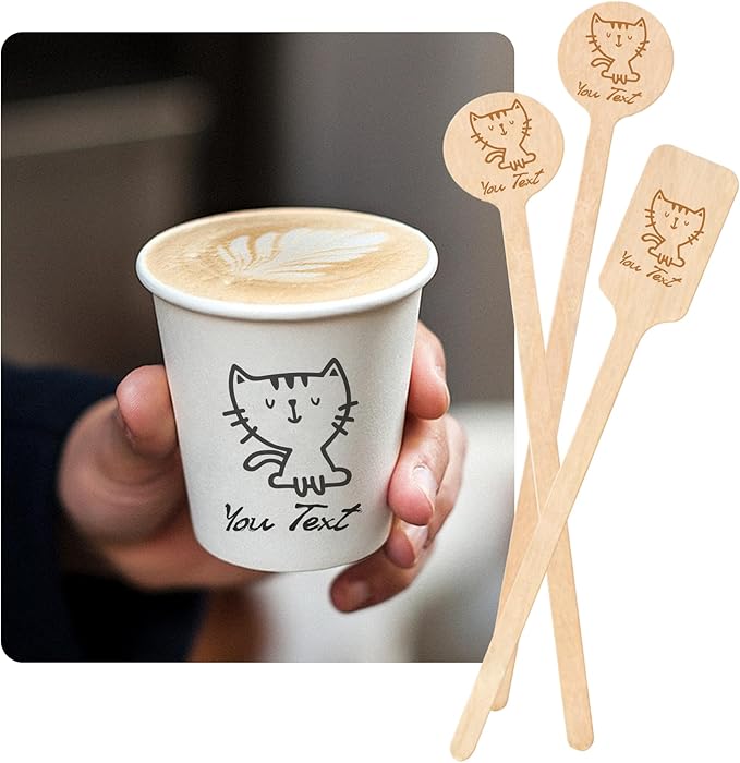 7inch Custom Drink Stirrers, Wooden Coffee Stirrers 50 Count Personalized Stir Sticks Wood Beverage Mixer with Smooth Ends, Swizzle Sticks for Wedding Cocktail (7inch)