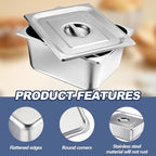 Mifoci 2 Pack Stainless Steam Hotel Pan with Lid, 1/2 Size x 4 Inch Deep Steam Table Pan Restaurant Supplies Reusable Anti Rust Steam Pan Water Pan for Home, Party, Restaurant, Hotel, Buffet