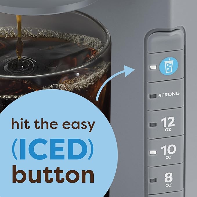Keurig K-Iced Single Serve Coffee Maker – Brew Over Ice Button, Compact Design, Perfect Holiday Gift for Iced Coffee Lovers, Gray