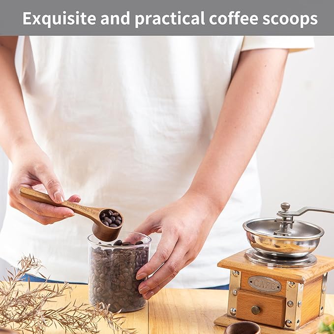 4PCS Wooden Measuring Scoops Acacia Wood Scoop For Jars Coffee Scoops For Coffee Measuring Spoons Wooden Scoops For Containers Daily Powder Salt Bath Soap Scooper