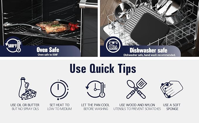 Cooks Standard Nonstick Square Griddle Pan 11 x 11-Inch, Hard Anodized Cookware Griddle Pan, Black