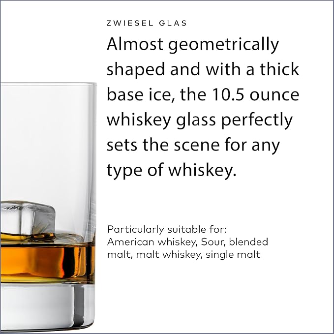 ZWIESEL GLAS Paris Whiskey Glass 10.5 Ounce (Set of 6), Tumbler for Whiskey, Dishwasher-Safe Tritan Crystal Glasses, Made in Germany