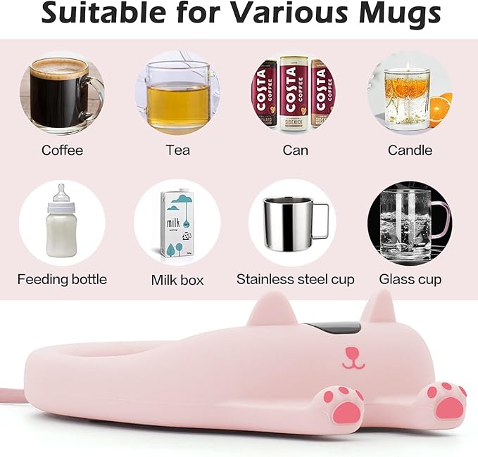 PUSEE Mug Warmer,Coffee Warmer for Desk Candle Warmer Auto Shut Off,Coffee Cup Warmer with 3 Temp Settings,Electric Beverage Warmer Plate for Coffee,Tea,Water Milk and Cocoa(Not Include Cup)
