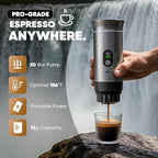 Portable 3-in-1 Espresso Coffee Maker, Self-Heating & Rechargeable with Smart Display — Works with Ground Coffee, Small & Large Capsules; Travel & Camping Mini Machine, 20-Bar Extraction, 60 ml Cup