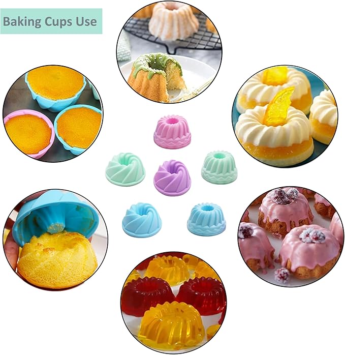 Tongjude 47 Pieces Silicone Baking Pans Set, 6 Silicone Cake Molds, Loaf Pan, Doughnut Pans, Non-Stick Baking Cup, with Measuring Cups and Spoons Set, Grey