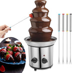 Chocolate Fountain, 4 Tier Chocolate Fondue Fountain Electric Melting Machine for Parties, Nacho Cheese, Ranch, Sauce, Wedding, Chocolate Fountain Machine with 4pcs Stainless Steel Forks(4 LB)