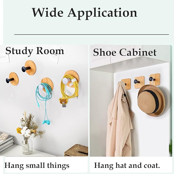 Self Adhesive Hooks, Robe Hooks Reusable Seamless Hooks, Heavy Duty Adhesive Hooks, Utility Hooks for Bedroom, Kitchen, Bathroom 4 Pack (White)