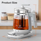 Electric Kettle, 1.5L Borosilicate Glass Hot Water Kettle Electric & Tea Kettle for Coffee or Tea, BPA Free, Auto Shut-Off, Stainless Steel, White, 1200w