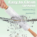 Marble Rolling Pin with Wooden Cradle Thick Handle Set for Baking,18.5 inch Premium Quality Polished Roller for Pizza Dough,Fondant,Pie Crust,Non-Stick Surface Easy to Clean(White)