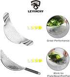 Pot Strainer Set 2 Pieces Stainless Steel Strainers Set, Easy Draining Durable Dishwasher Safe, Work for All Cooking Kitchenware, Noodles Pasta Fruit Veggies Food Strainers